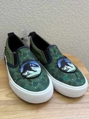 Jurrassic World Dinosaurs Little Boys Dark Green Low Top Slip On, Size 1 NWT